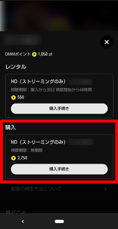 DMM TVでの購入方法2