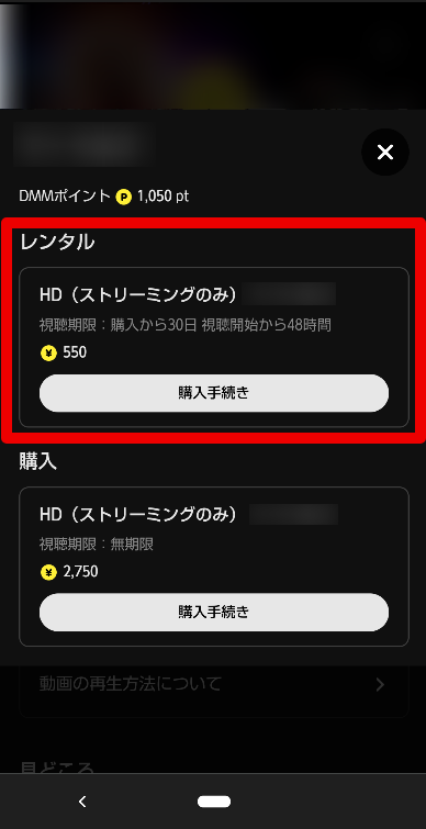 DMM TVでのレンタル方法2
